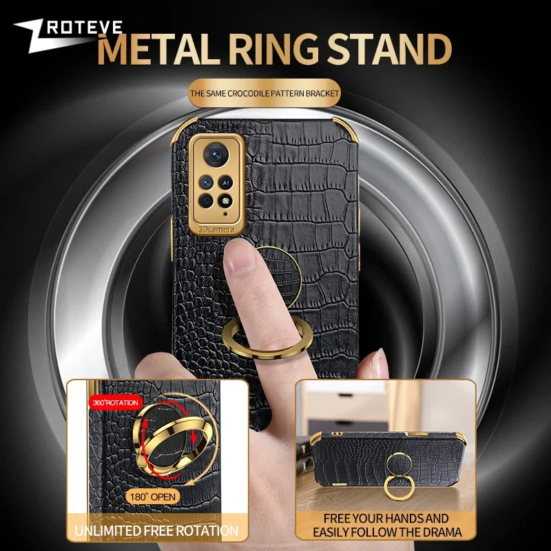 Zroteve-capa de Couro Silicone Crocodilo para Xiaomi Redmi Note 11 Pro 11s 12s 12 Pro Plus Xiaomi 5g Case - Image 6