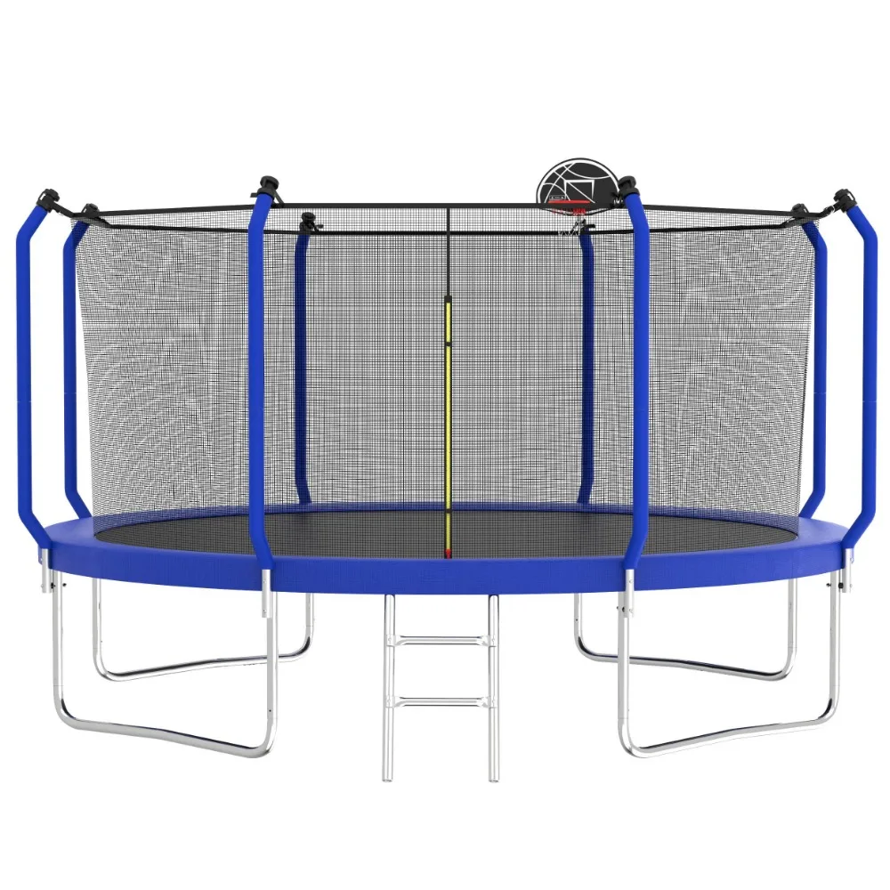

Trampoline, 14FT with Basketball Hoop, ASTM Approved Reinforced Type Outdoor Trampoline with Enclosure Net, Toy gift for kids