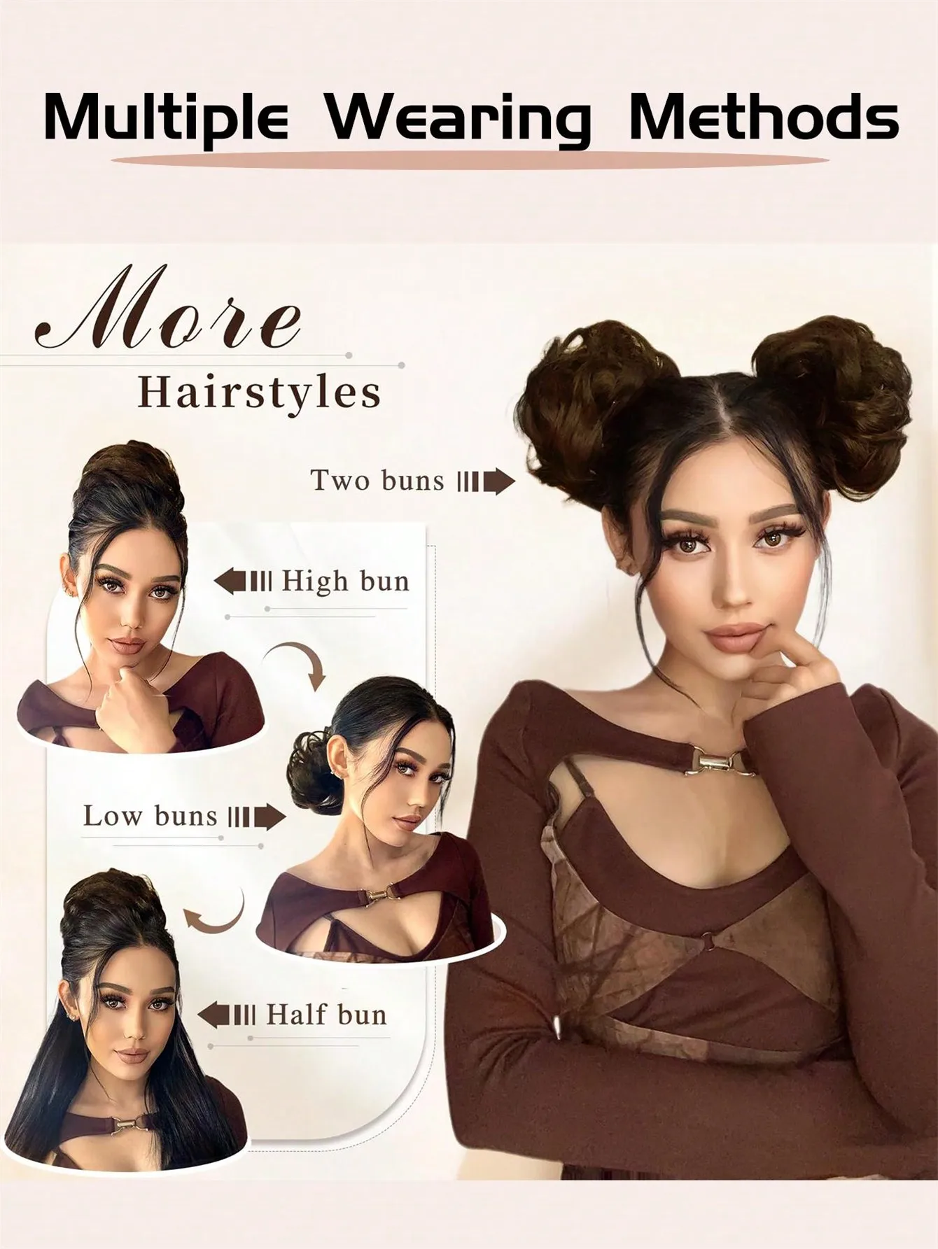 Synthetic Hair Chignon Donut Pad for Women Brown Blonde