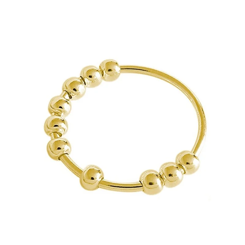 Stainless Steel Ring Finger Ring Fidget Spinner Ring Anti Stress Anxiety Stainless Steel Beads Ring Fidget Rotate Freely Spinner Toy for Girl Women