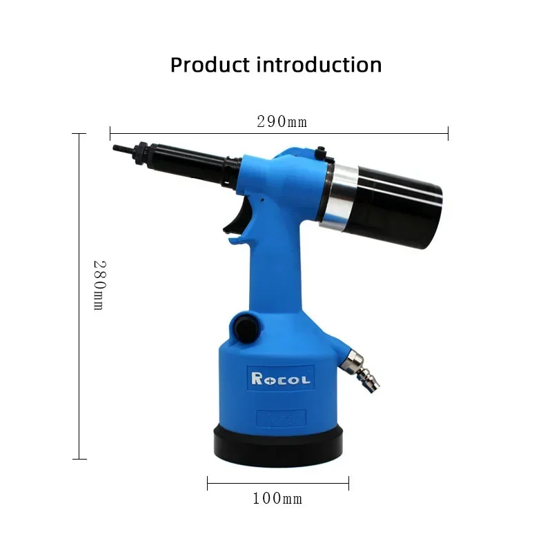 Rivet Gun and Nut Tool Set ROCOL Pneumatic Rivet Nut Gun Kit Industrial Adjustable M3-M12 Rivnut