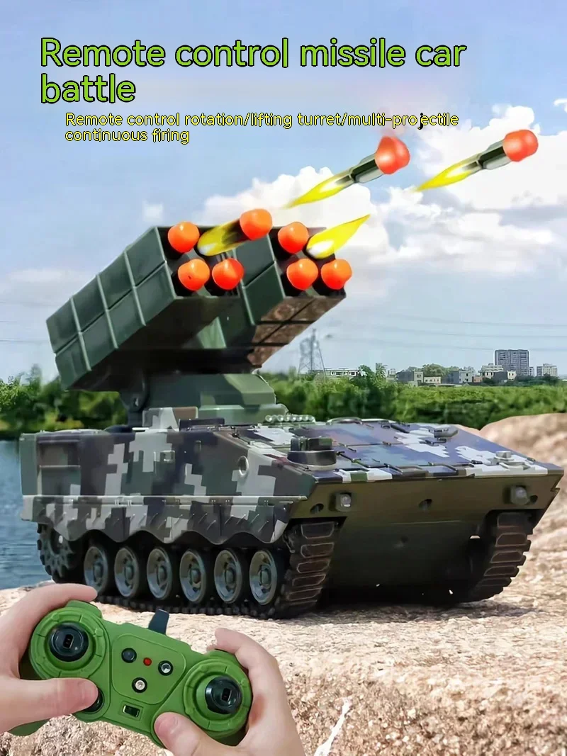 Military War 2.4g Rc Missile Vehicle Battle Tank Remote Control Toy Car With Shoot Bullets Model Electronic Acousto-Optic Toys remote control car remote control tank remote control vehicle