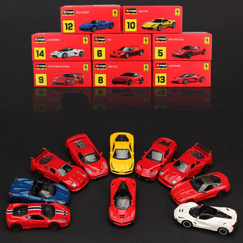 Coffret 5 Ferrari Métal 1:64 – Bburago – Modèles Aléatoires, Détails Impressionnants – Idée Cadeau Pour Fans De Voitures