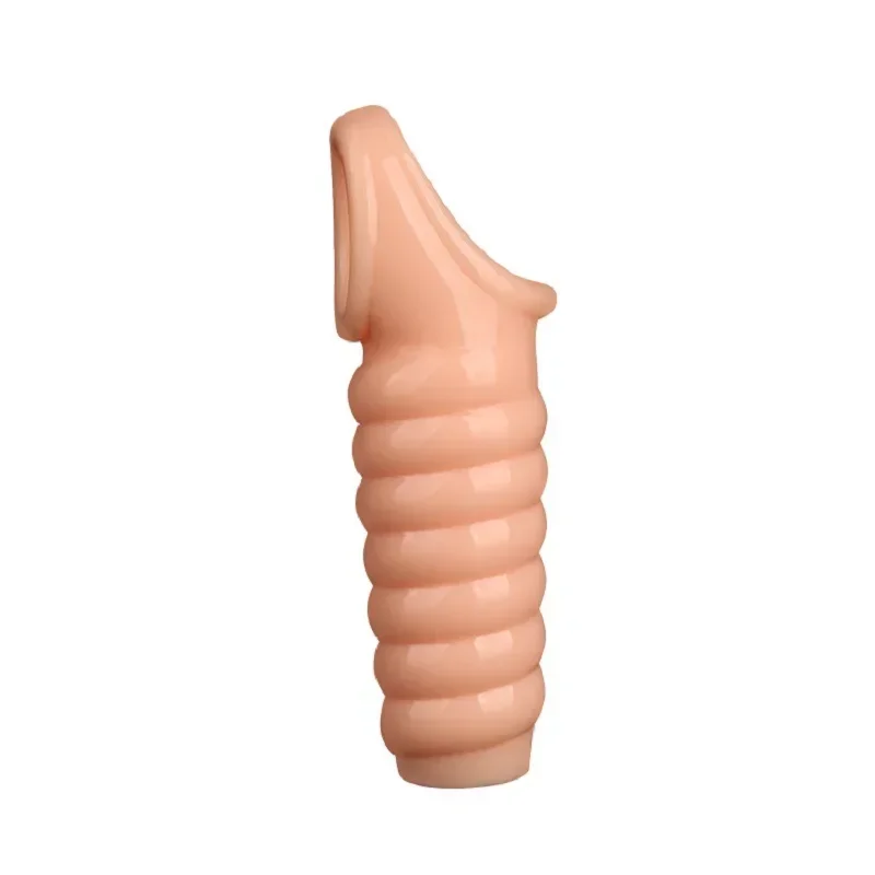 Reusable Condom Delay Penis Extender Cock Rings Sleeve Extension Dildo Glans Cover Enlargement Sex Products Adult Games for Men