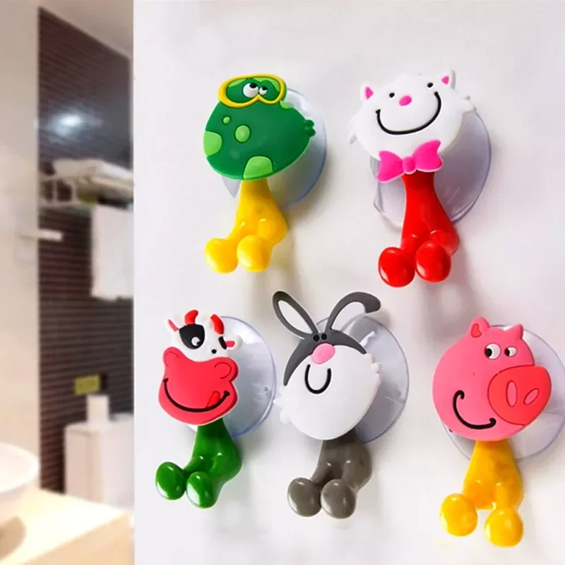 

Cute Cartoon Animal Home Toothbrush Holder Wall Mounted Tooth brush Storage Rack With Suction Cup Bathroom Organizer