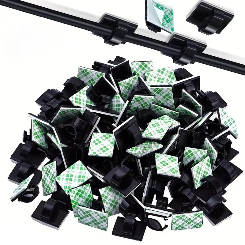 Cable Clip 50pcs Adhesive Cable Clips Wire Clips Cable Wire Management Holder Clamps Tie Holder For Car Office And Home