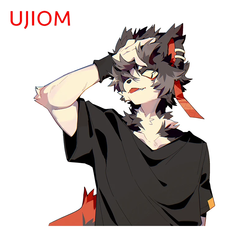 13cm X 11.6cm Anime Wolf Furry Boy Wall Stickers Cartoon Kitchen Cupboard Decal Creativite Decor Home Wallpapers wall stickers self adhesive stickers kitchen wall sticker
