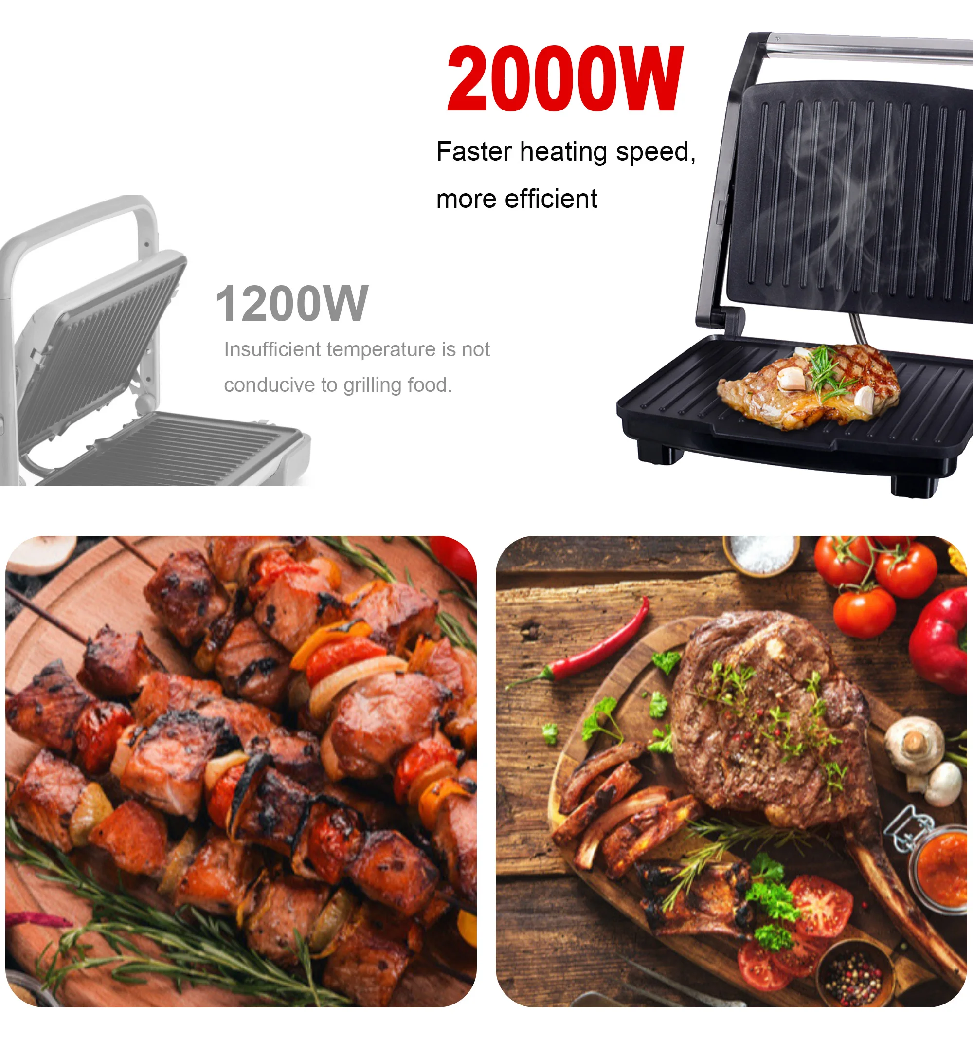 Electric Contact Grill BBQ Griddle And Panini Press Kitchen Barbecue ...