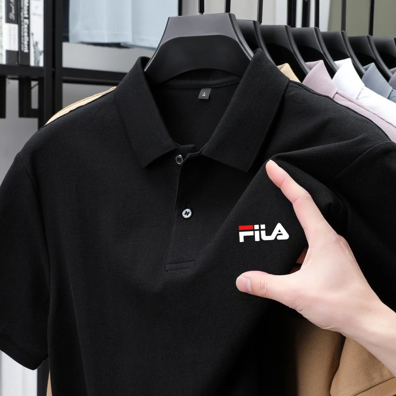 Polo da uomo - Camicia stampata con un singolo bottone per un look casual-business estivo, traspirante per l'esercizio fisico.