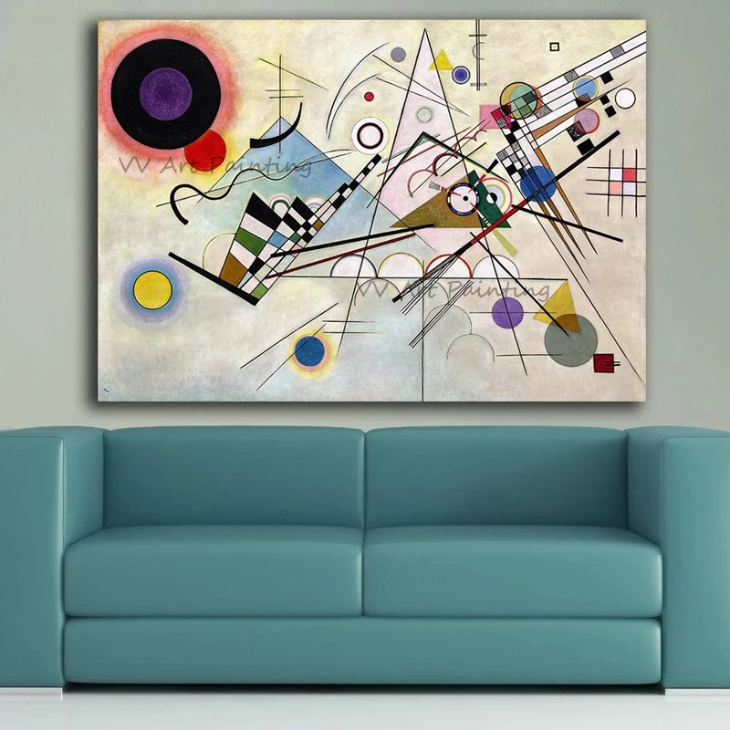 

100% композиция ручной работы Wassily Kandinsky, холст, живопись для столовой, украшение, масляная живопись на холсте, настенная живопись