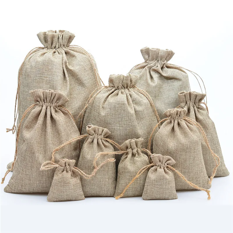 20pcs Pattern Style Jewelry Bags Pouch Drawstring Jute Bag Sack Cotton Bag  Little Bags for Jewelry Display Storage DIY Gift Bag