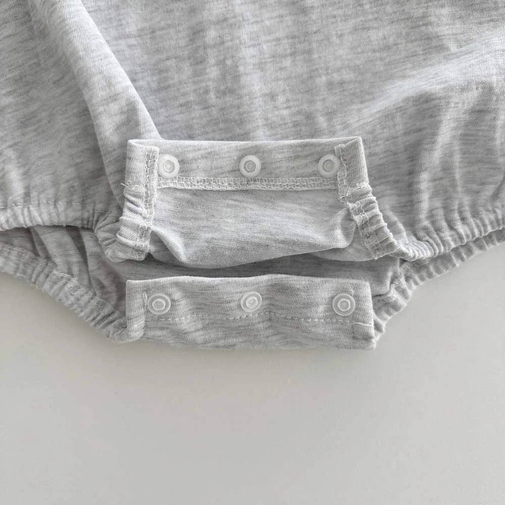 Newborn Baby Summer Romper Line Drawing Bear & Letter Print Short Sleeve Bodysuit for 0-2 Years Unisex Infant Outfit Jumpsuit