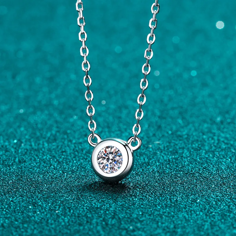 

VINIE Real Moissanite Necklaces for Women Lab Diamond Brilliant Gem Non Zircon 100% 925 Sterling Silver Fine Jewelry