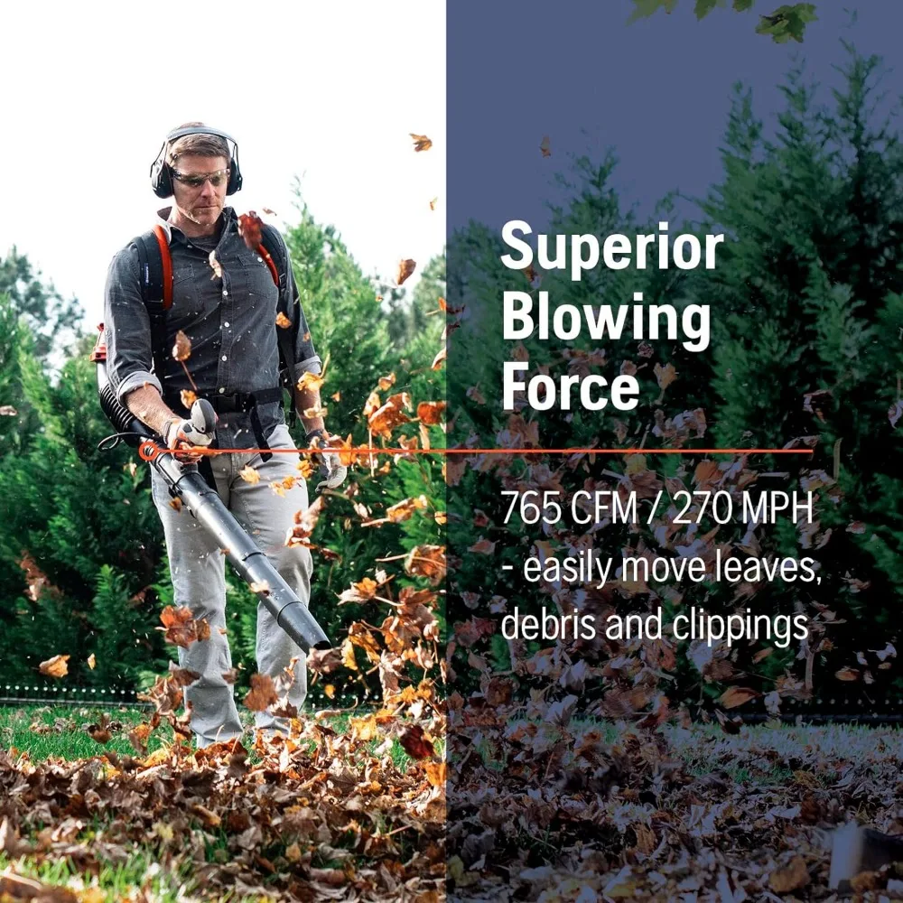 150BT Gas Leaf Blower 51-cc 2.16-HP 2-Cycle Backpack Leaf Blower 765-CFM 270-MPH 22-N Powerful Clearing Performance air blower