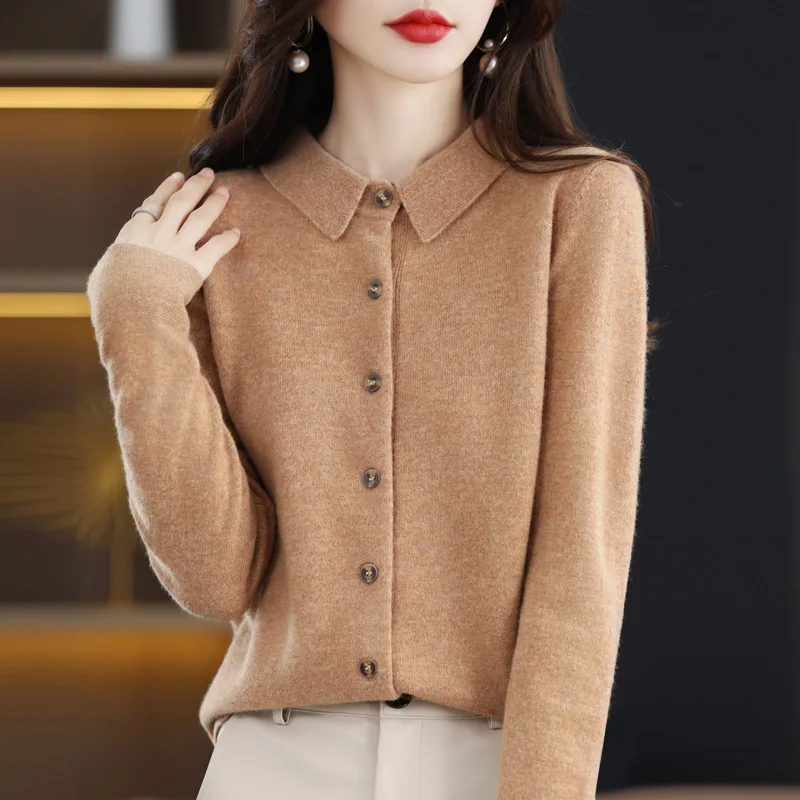 Wool Ladies Polo Collar Shirt Autumn 
