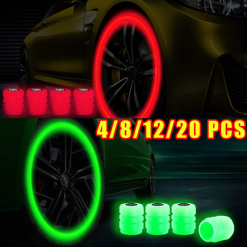 

4/8/12/20Pcs Luminous Car Tire Valve Caps Fluorescent Motorcycle Bicycle Wheel Tyre Hub Night Glowing Cap Tire Valve Cover Decor