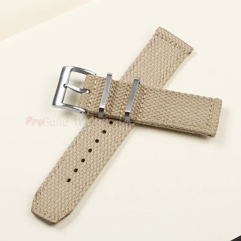 Premium Khaki Nylon Sailcloth Canvas Watch Strap - Universal Soft Sport Bracelet