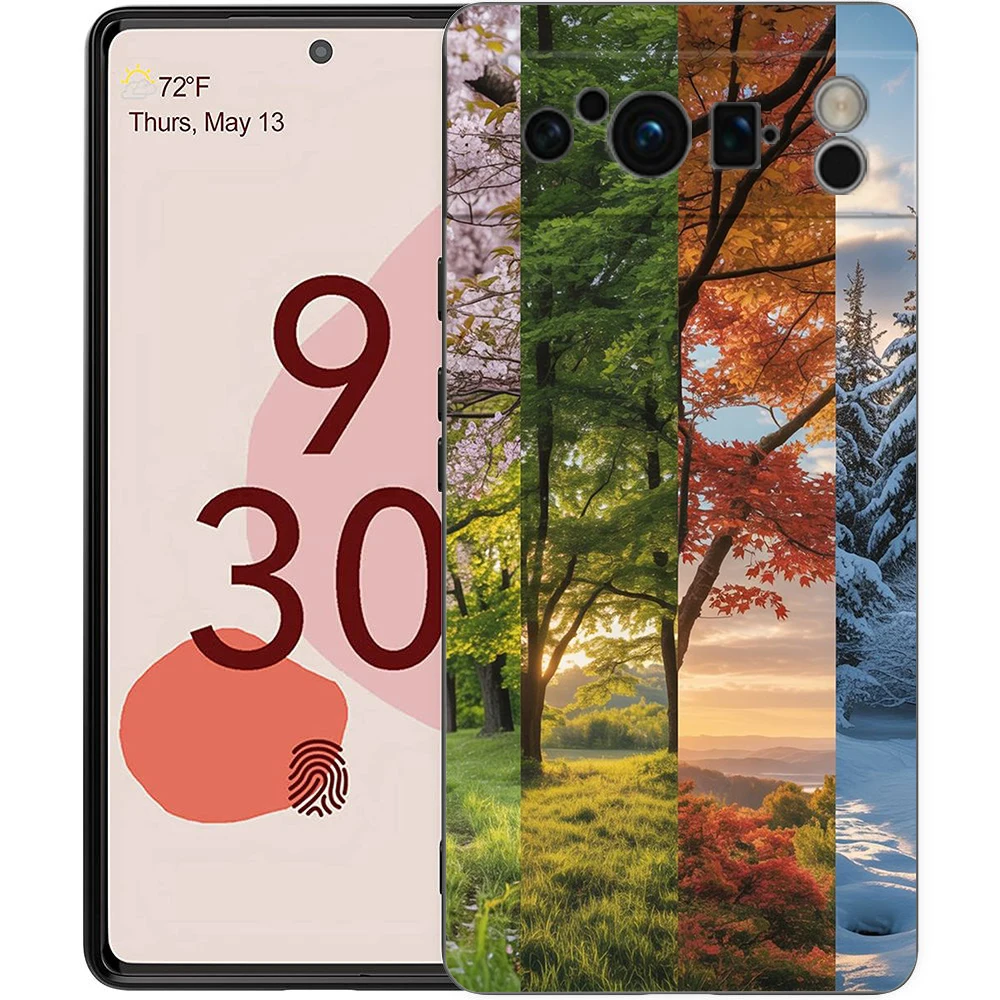 Elegant Nature Forest Tree Soft TPU Phone Case - Black Bumper Cover