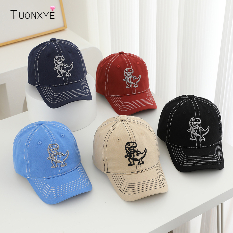 TUONXYE Spring Boys Cartoon Baseball Cap Cotton Breathable Embroidered Dinosaur Adjustable Leisure Youth Cap