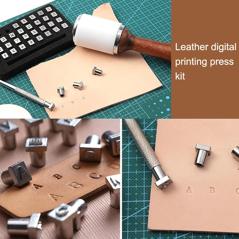 Number Letter Stamp Set Alphabet Number Stamp Set Leather Letter Punch Leather Craft Stamps Hot Stamping Applicator Kit Leather Metal letter and number printing 36 piece punching kit tools for stamping metal, leather, wood