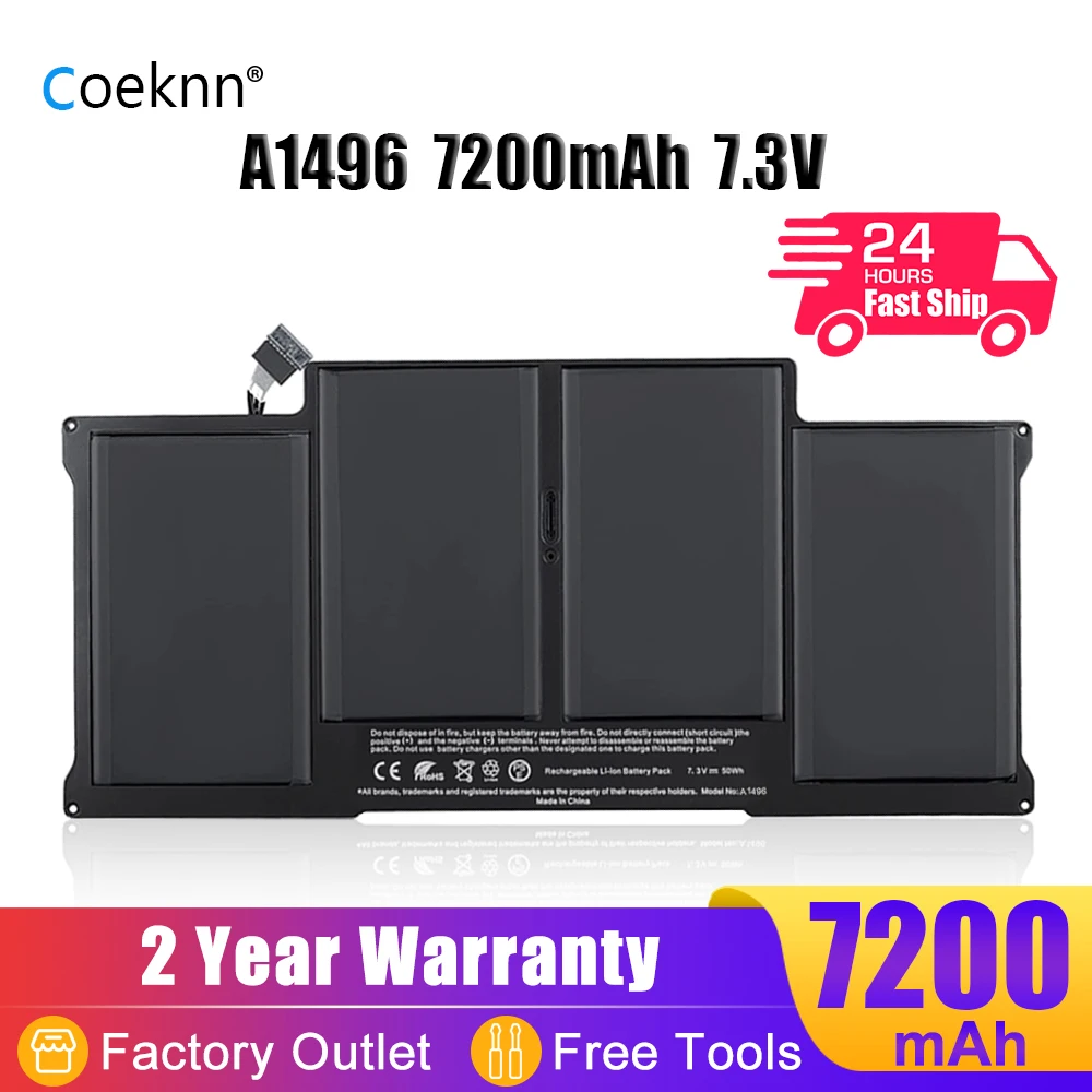 

Coeknn A1496 Laptop Battery For Apple MacBook Air 13" A1466(Mid 2012/ 2013 Early 2014/ 2015 2017) A1369(Late 2010 Mid 2011) 50Wh