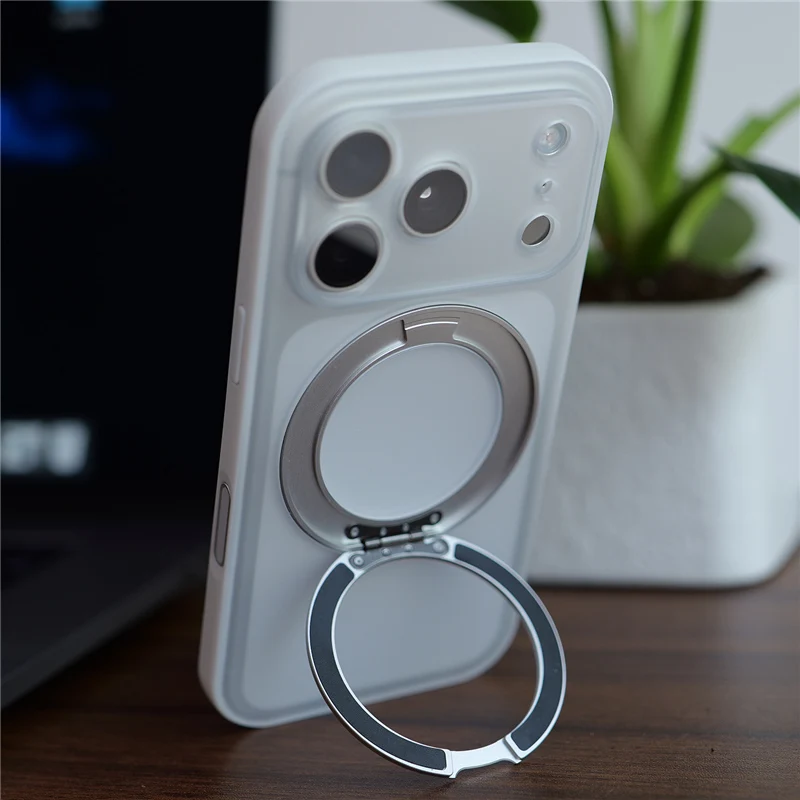Magnetic Rotating Matte Phone Case with Full Lens Protection - Shockproof & Magsafe Compatible