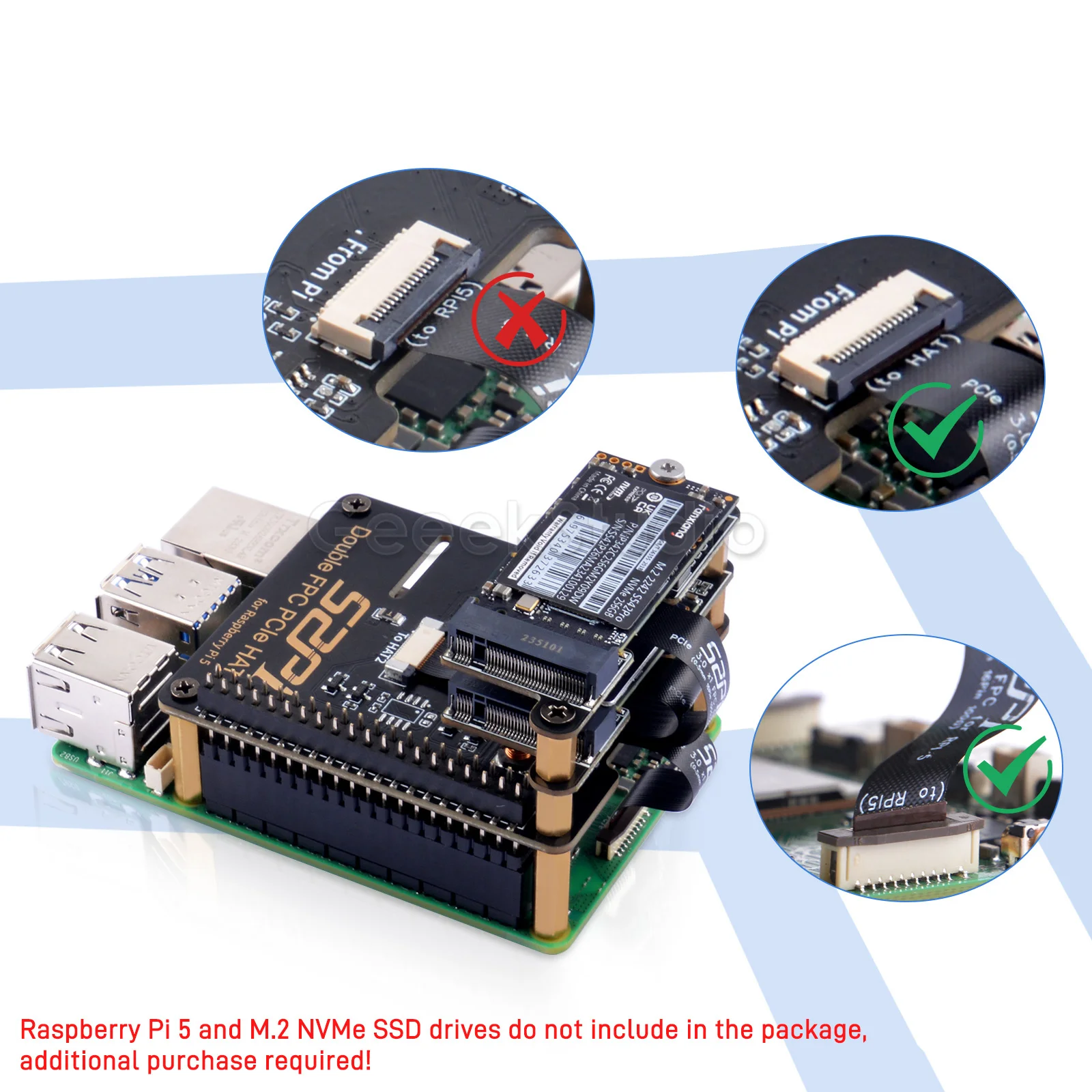 Duplo Fpc Pcie Hat Adaptador Board Raspberry pi B12 - Imagem 4