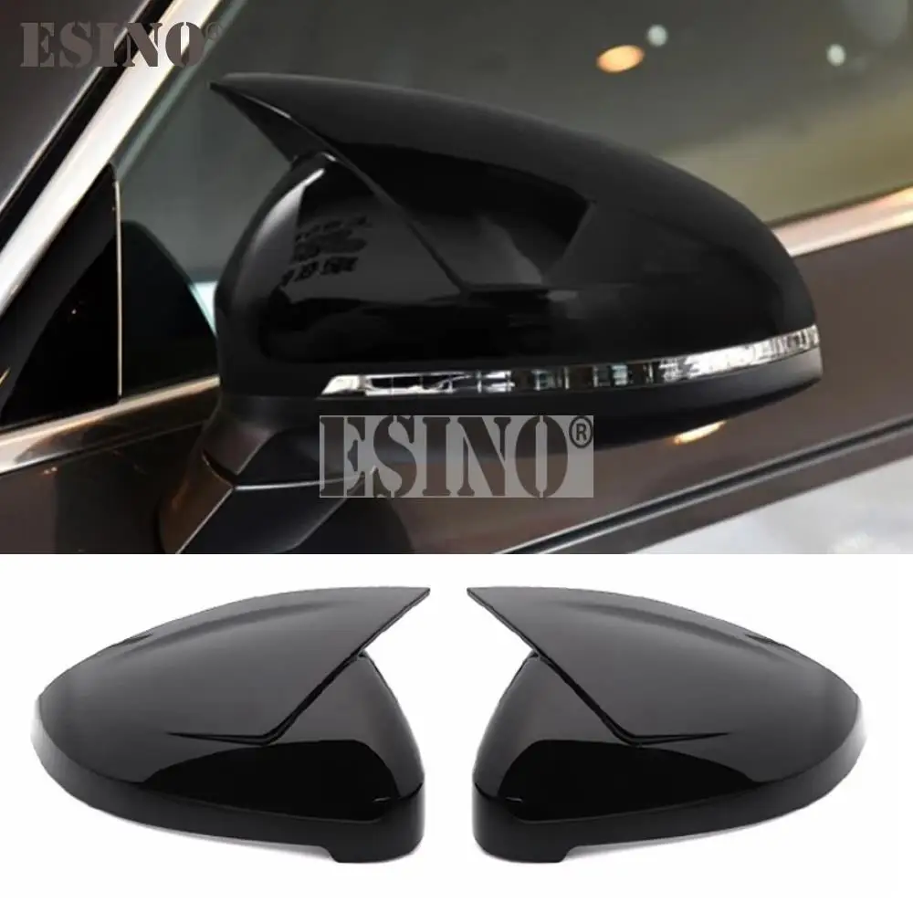 

2 x ABS Bright Black ABT Style Rearview Side Mirror Replacement Covers Cases For Audi A4 S4 RS4 A5 S5 RS5