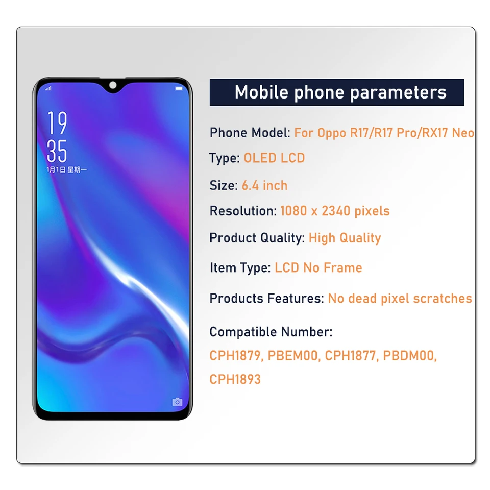 Generico Schermo LCD Per Oppo RX17 Neo / R17 Neo LCD Display Digitizer Vetro Touch Schermo Ricambio Assembly Nero - Foto 9