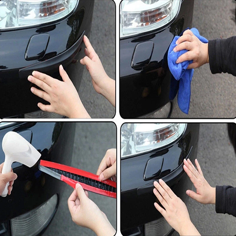 

2x Black Carbon Fiber Texture Anti-rub Protector Car SUV Bumper Edge Guard Strip