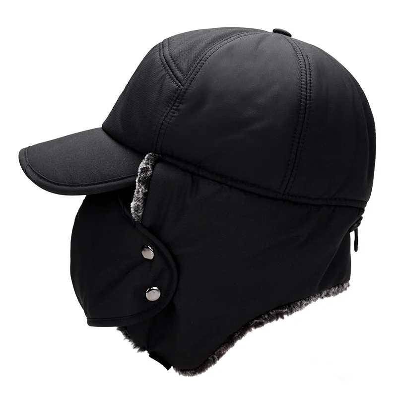 Winter Fur Warm Windproof Hat Men Women Lei Feng Cap Bomber Faux Fur Ear Flap Cap Black Ski Trooper Trapper Cold Anti-snow