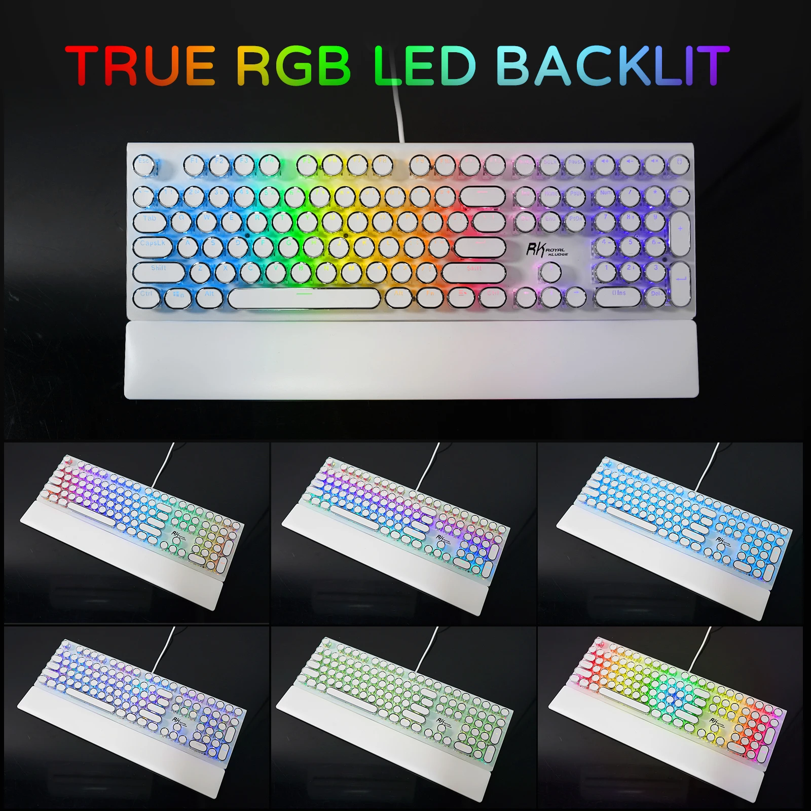 RK ROYAL KLUDGE RK108 Mechanical Typewriter Gaming Keyboard with RGB