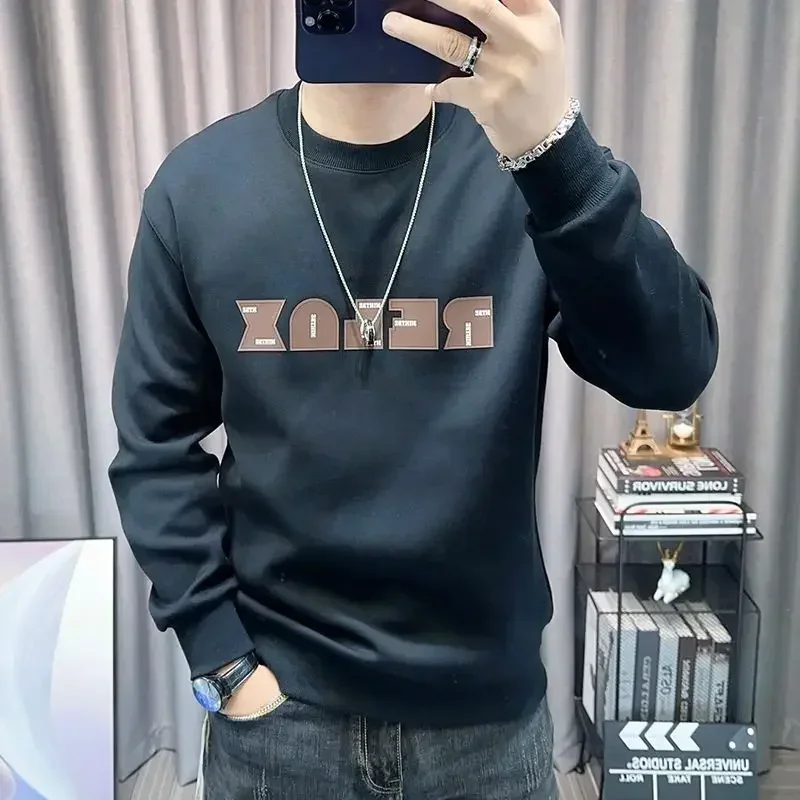 thumbnail image 1 of Sudadera con capucha para hombre, nueva, de cuello redondo, de otoño, cálida, barata, de lujo, estética, holgada, de algodón, estilo emo, de una pieza, tallas grandes, 1 of 5