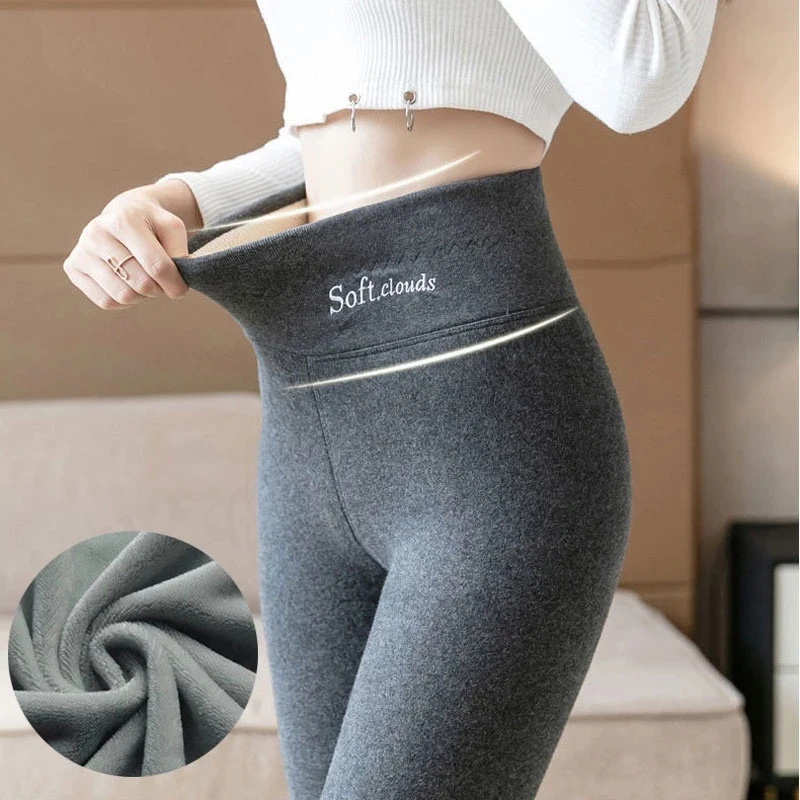 Women Warm Lambwool Leggings Hight Waist Skinny Fitness Leggins Winter Thicken Fleece Lined Thermal Ankle-Length Pants