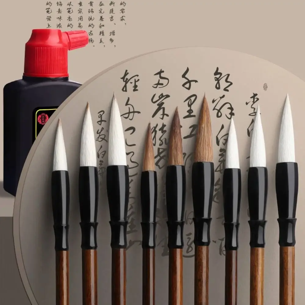 Calligraphy Paint Brush Chinese Brushes Oil Painting Oil Watercolor Paint Wooden Handle Wolf Hair
