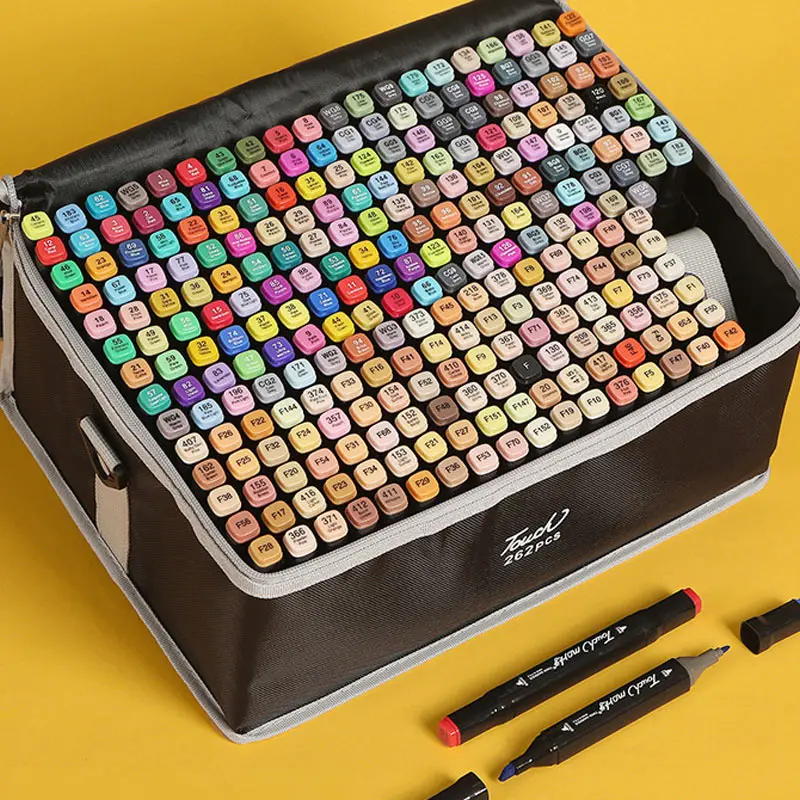 Vibrant Oily Marker Pen Set - Dual-Tip Art Brush