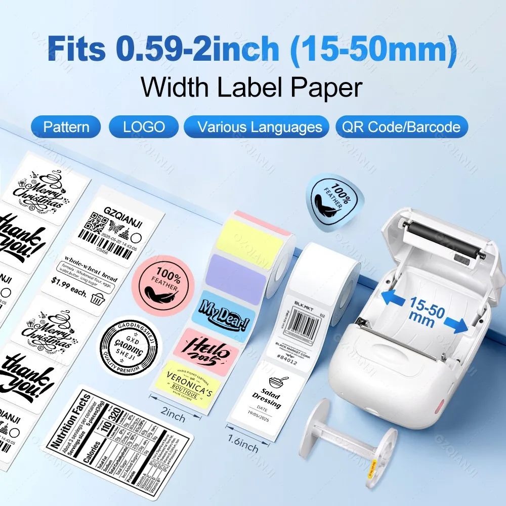 Marklife P50 Adhesive Label Printer Wireless Pocket Sticker Label Maker Portable Mobile Printer For Office Home DIY Tag Inkless