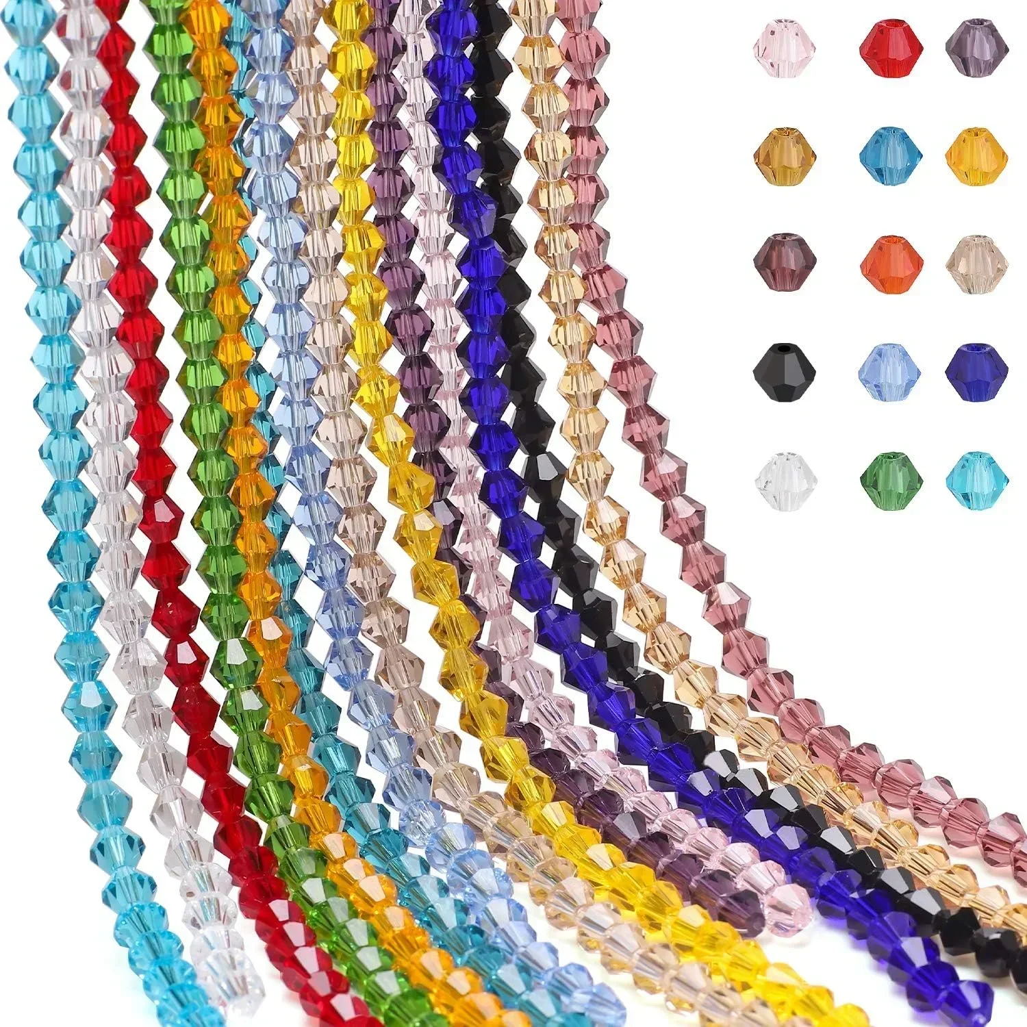 Multicolor crystal bicone beads overview