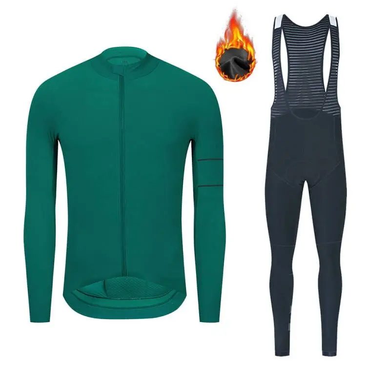 YKYWBIKE Winter Thermal Fleece Cycling Jerseys Set Long Sleeve MTB