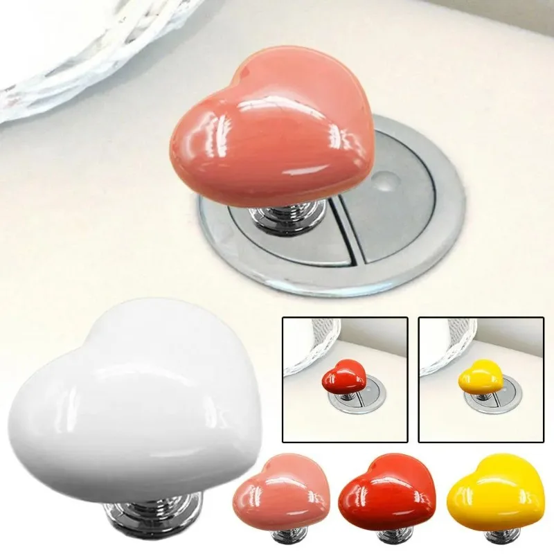 

Heart Shaped Toilet Press Button Press Push Switch Decor Button Room Bathing Toilet Press Flush Water
