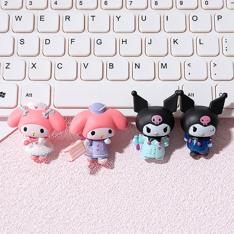 

4Pcs/Set Sanrio Anime Figure Kuromi Melody Kawaii Doll Cosplay Cartoon Movie Peripheral Toys Action Figures Girl Birthday Gifts