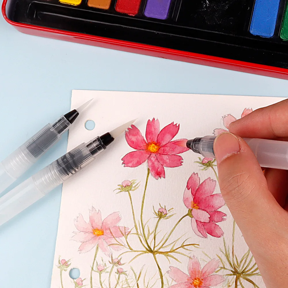 Fountain pen for solid watercolor painting water soluble color lead pen nylon water storage brush