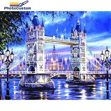 

PhotoCustom Full Square/round Diamond Painting Birdge 5d DIY Wolf Diamond Embroidery Mosaic Cross Stitch Scenery Wall Art