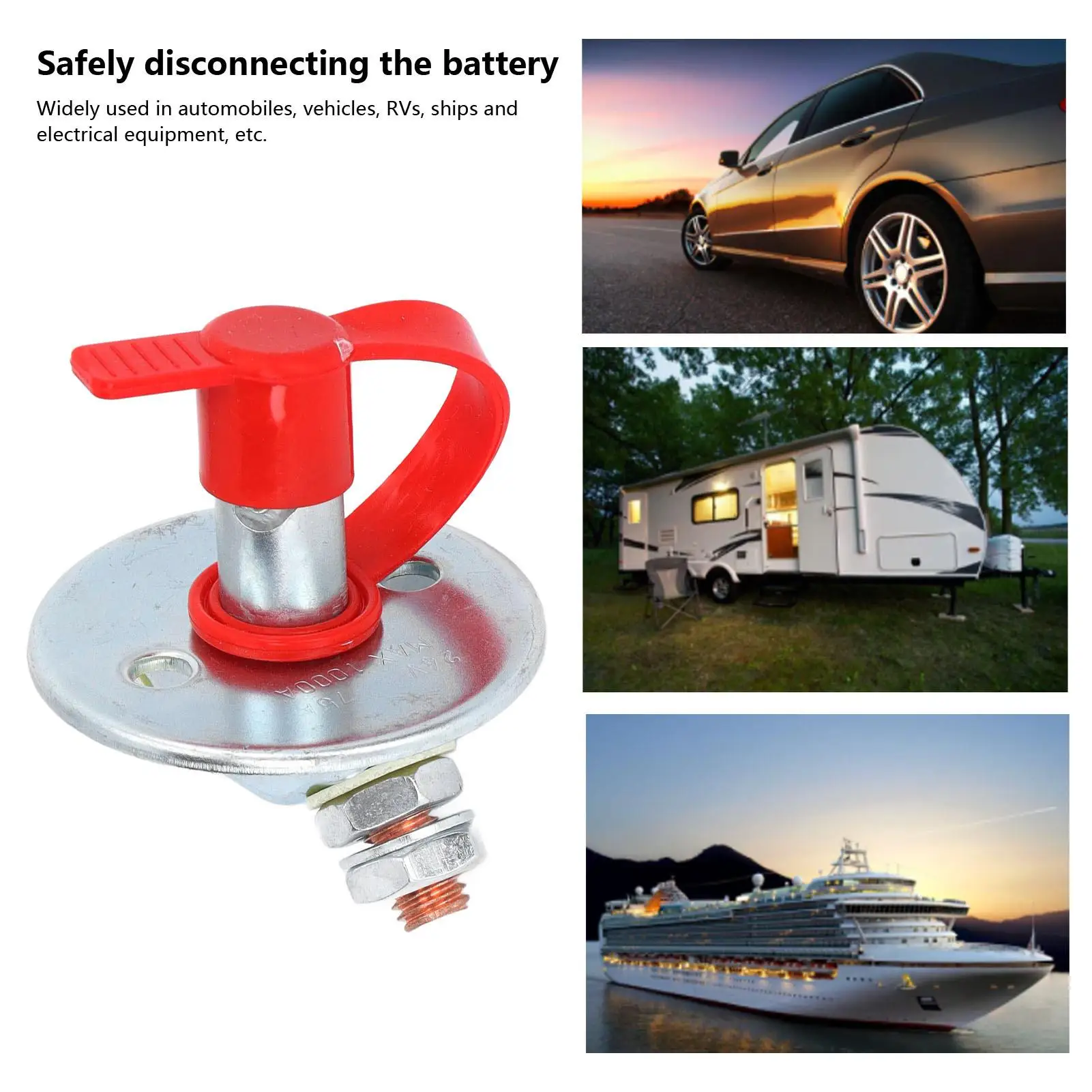 Battery Disconnect Switch 38mm Battery Cut Off Isolator Power Kill Switch for vehicle Boat DC12-24V