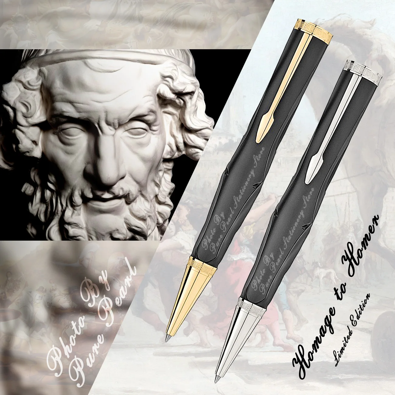 MBS Premier 1:1 Quality Homage to Homer Limited Edition MB Luxury Ballpoint Pen Lined Carving Monte With Number 01856/10300