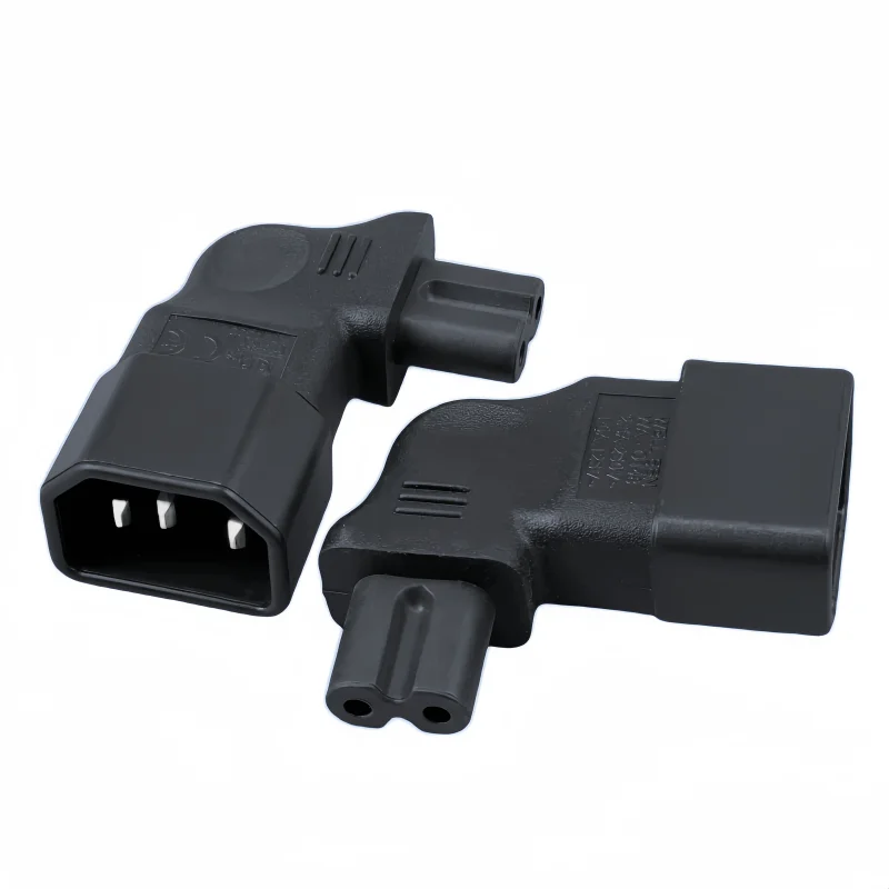 Right Angle IEC C14 to C7 Power Adapter Plug, 10A Converter