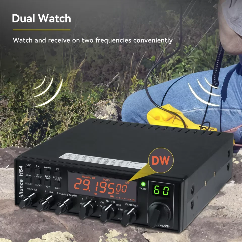 Retevis HS4 10 Meter Ham Radio Long Range Mobile Radio Multi-Mode Switch Dual Watch 6 Frequency Bands Mobile Transceiver 4