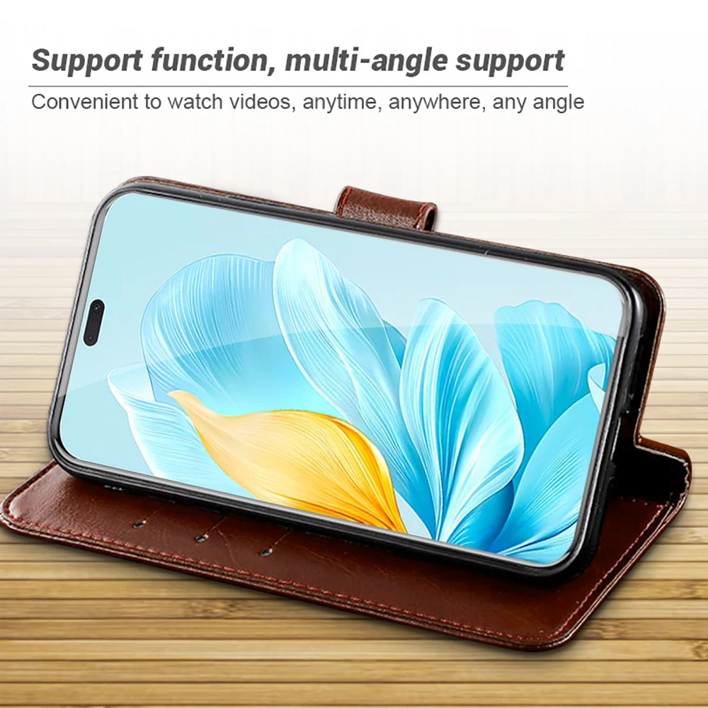 Honar 200 라이트 케이스 가죽 플립 지갑 스탠드 Coque For Honor 200 Pro Lite Honor200Lite 200Pro 5G 쉘 마그네틱 폰 커버