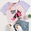 Rose Rosie APT. Bruno Mars Girls Crop Shirts Color blocked short sleeves O-Neck Top 4
