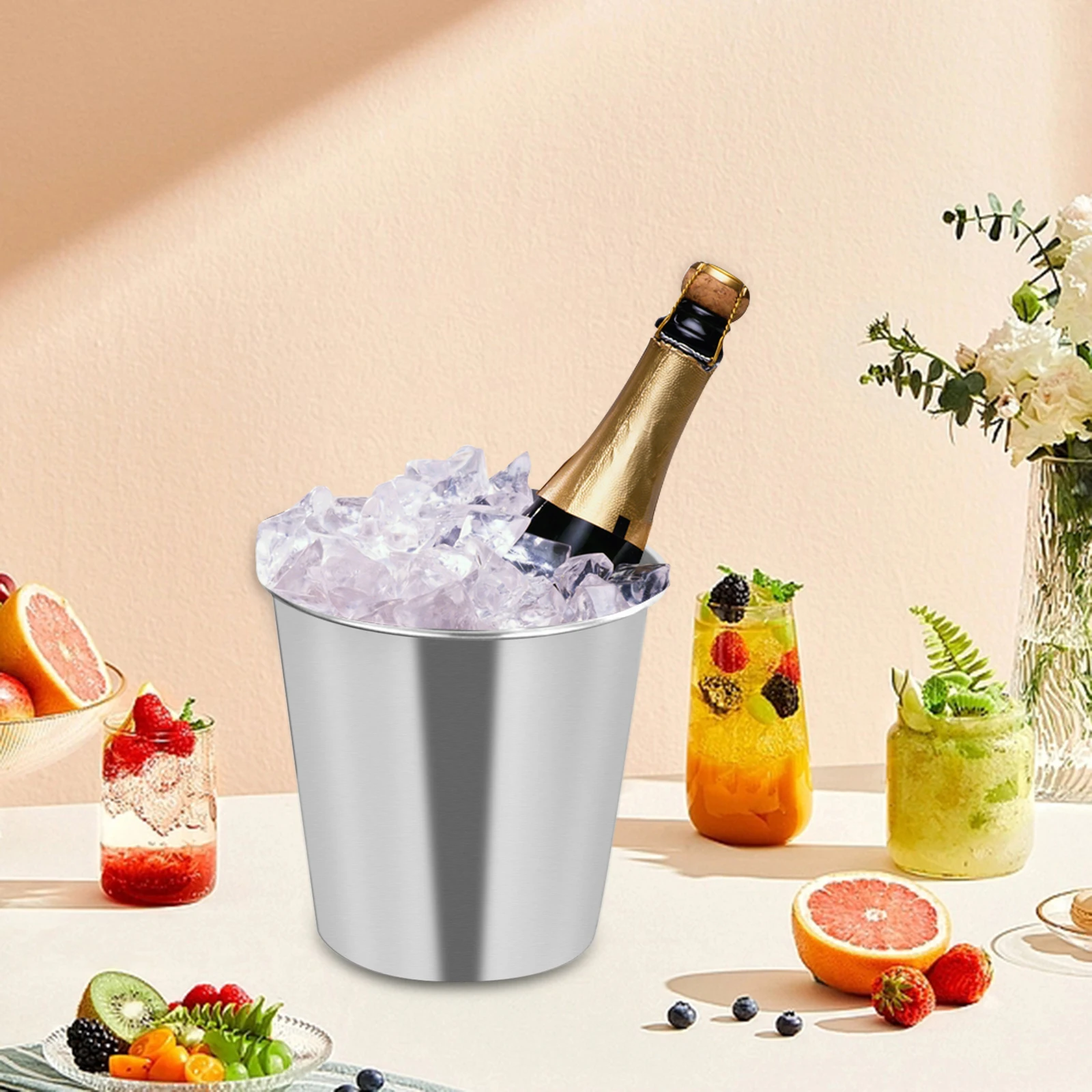 Stainless Steel Bar Ice Bucket Wine Spit Wine Barrel Container for KTV Club Bar